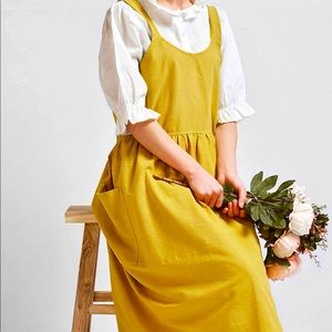 Yellow midi pinafore dress